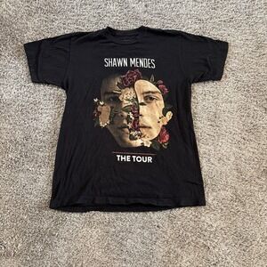 Shawn Mendes T-Shirt Men's Medium Black The Tour 2019 Graphic Print Short Sleeve